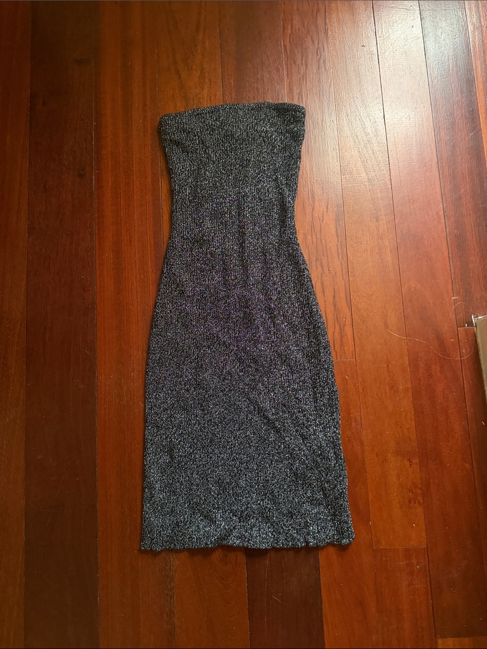 Abercombie & Fitch Strapless Metallic Knit Mini Bodycon Dress - Shimmer Black